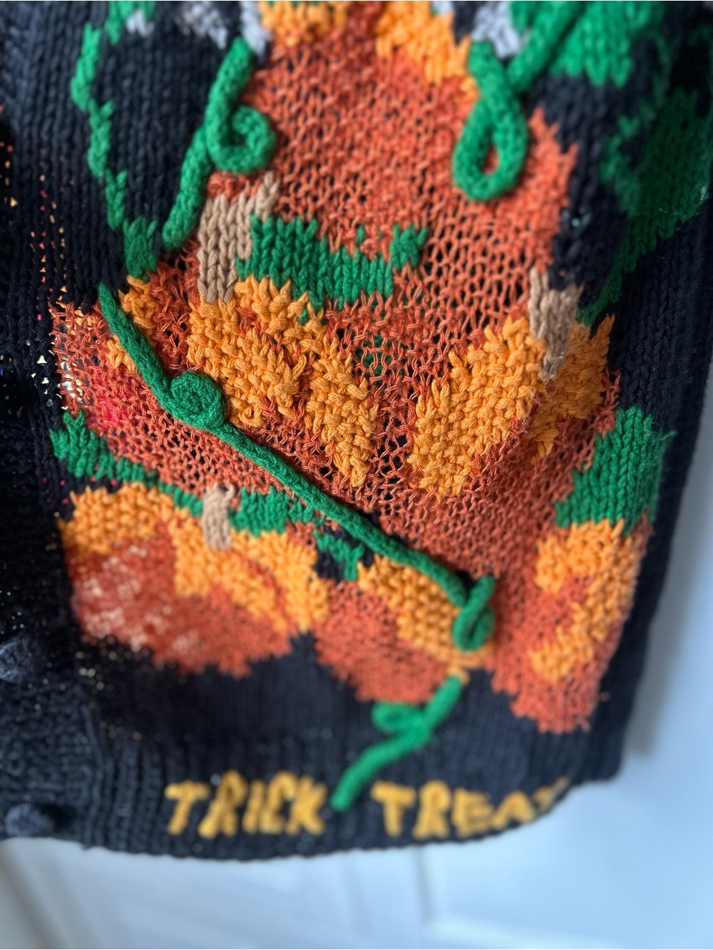 Susan Bristol Black Trick Or Treat Hand-Knit Sweater - Picture 4 of 11